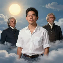 portrait of a ( ( ( un tequila ) ) ), ( ( bellaco hombre colombiano pelo corto camisa blanca ) ), nubes y magia, el sol, concept character, by greg rutowski and mucha and bierstadt and remington, trending on artstation