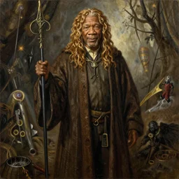 morgan freeman starring as gimli in lord of the rings, full body, oil on canvas, intricate, 8 k highly professionally detailed, hdr, cgsociety