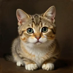 studio portrait of an extremely cute kitten; extremely detailed; oil painting by Michelangelo Merisi da Caravaggio