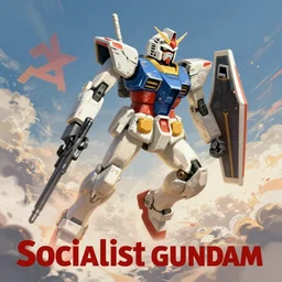 socialist gundam flying in the sky, socialist poster, highly detailed, digital painting, trending artstation, concept art, cinematic lighting,, epic, octane render,