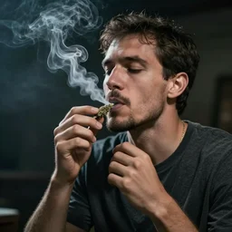 a man smoking weed and connecting with the universe, hyperrealistic, 8 k