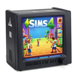 atari game box art for the sims 4 on the atari 2 6 0 0, detailed