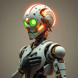 an intricate android with bright neon hydraulics, body made from porcelain and brass, leather gloves, pastel colors, 1 9 5 0 sci - fi, studio lighting, full body, calm, art nouveau, steampunk, ambient occlusion, octane render, ultra detailed, artgerm, greg rutkowski, norman rockwell, tom bagshaw