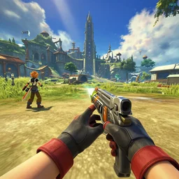 Kingdom Hearts 3 as a First Person Shooter game, Fallout 4 inspired screenshot of kingdom hearts 3, uhd 4k, unreal engine 4, stunning visuals with rtx on, trending on artstation, Disney Square Enix and Fortnite Crossover
