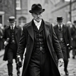 peaky blinders action black and white photo