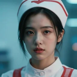 cinestill 5 0 d candid photographic portrait by quentin tarantino of a nurse joy from pokemon, extreme closeup, modern cyberpunk moody emotional cinematic, clear skies, 8 k, hd, high resolution, 3 5 mm, f / 3 2, ultra realistic faces, ex machina