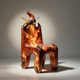 flaming brutalist chair with wasp. karl blossfeldt, salvador dali