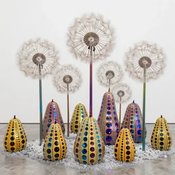 rainbow pearlescent dandelion rainforest in the style of yayoi kusama james turrell dan flavin judi chicago 4 k
