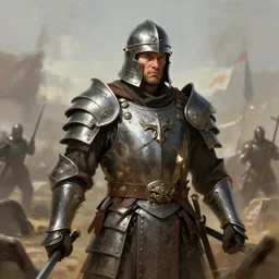 portrait of epic armored war commander leaving war ground. highly detailed, digital painting, concept art, smooth, sharp focus, illustration
