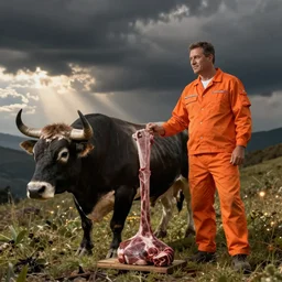bull dressing with orange inmate clothes