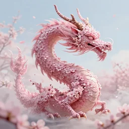 a dragon made out of cherry blossom, digital painting, concept art, trending on artstation, epic composition, wlop. rossdraws, sharp focus, octane render