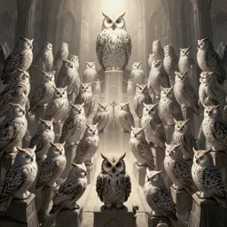 massive court of owls, pixiv fanbox, dramatic lighting, maximalist desaturated muted color palette, splatter paint, pixar and disney concept, graphic novel by fiona staples and dustin nguyen, peter elson alan bean wangechi mutu, clean cel shaded vector art, trending on artstation