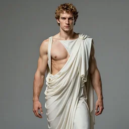 full body portrait of charles dance as the greek god of time, flowing toga, muscular physique, lean, fit, abs. hourglass background. detailed face, concept art, intricate, highly detailed 8 k, smooth, sharp focus, handsome and aesthetic shape of face and body, artgerm, artstation, art by zexi guo and nira and junpei suzuki and