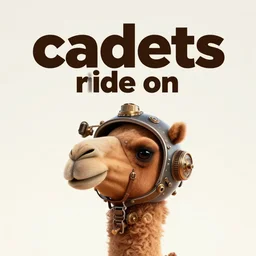 movie poster, title text space cadets, text ride on, a cute steampunk camel head with a steampunk space helmet with multicolored glowing tubes and cables, crisp, trippy, fluorescent colors, insanely detailed, 3 d render, front shot, 3 5 mm