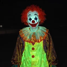 clown glowing in the night