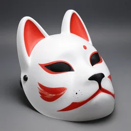 fine photography of kitsune mask from japan, still life, natural lighting, studio, upward side view, iso 1 0 0, shutter speed 1 2 5, aperture 8, award winning