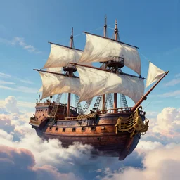 a large pirate airship flying among the clouds, soaring through the sky, airship, digital art, pirate, vivid colors, 1 8 th century, artgerm, james gilleard, beautiful, highly detailed, trending on art station