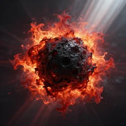 the soul leaving a single centered exploding black hole singularity, flame fractal render, sharp focus, very detailed, maximalism, ambient occlusion, volumetric light, sun beam, hyper realism, futuristic red shading, cinematic composition