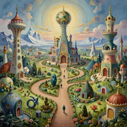a beguiling epic stunning beautiful and insanely detailed matte painting of the impossible winding path through arctic dream worlds with surreal architecture designed by heironymous bosch, megastructures inspired by heironymous bosch's garden of earthly delights, vast surreal landscape and horizon by cyril rolando and asher durand and natalie shau, masterpiece, grand, imaginative, whimsical, intricate
