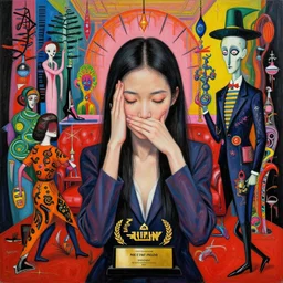 intrusive thoughts, victo ngai, kilian eng vibrant colors, winning - award masterpiece, fantastically gaudy, aestheticly inspired by beksinski and dan mumford, 4 k upscale with simon stalenhag work
