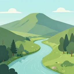 mountaintop river flat illustration trending on artstation