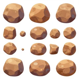 a 2 d rock game design asset pack, game assets, stylized rocks, rock asset pack