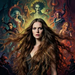 portrait of woman, long bleached brunette hair, martin schoeller, id magazine, ragnarok epic lovecraft scene, weird, strange, surreal, david cronenberg, kilian eng vibrant colours, billowing, dramatic, dynamic lighting, intricate, detailed, beksinski, dan mumford, artstation, greg rutkowski, sharp focus, motion, photoreal, 8 k