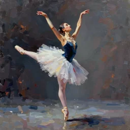 portrait of a ballerina, impasto paint, 8 k, cinematic light, shadows, reflection highlights in the paint, in the style of francisco de goya,
