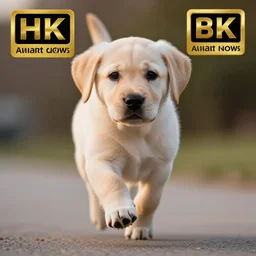 highly detailed photo of cute running labrador puppy towards camera, evening time, one puppy fill the whole frame, taken with zoom lens, award winning photo, hyper realistic, concept art, 8 k detail post - processing