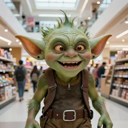 crotch goblin in a shopping mall, ultrarealistic, 8k