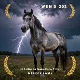 the strangest horse of the world, profossional photograph, award wining phograph, dramatic lightning