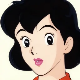 female macro face shot, flat ink sketch by don bluth