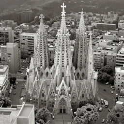 a view of barcelona, scanning electron microscope style