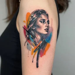 a tattoo inspired by the musical artist aurora aksnes, abstract, pritty.