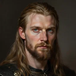 portrait of a king ragnar lothbrok, dark glowing eyes, elegant, highly detailed, digital painting, concept art, smooth, sharp focus, illustration