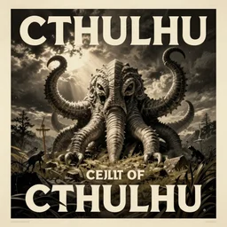 a vintage poster for the cult of cthulhu