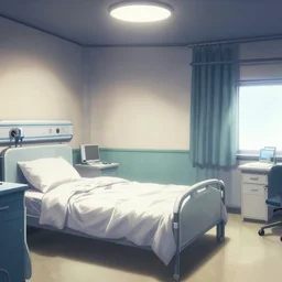 visual novel hospital room background, highly detailed, concept art