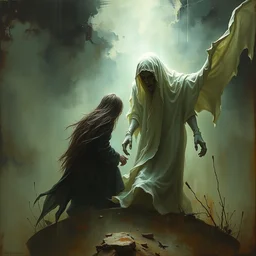 me and my ghosts, angst, cinematic painting by dave dorman and daniel docciu