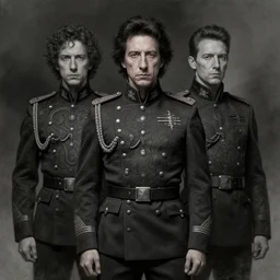 a portrait of john oliver standing next to adam driver, stoic, military uniform, fantasy, intricate, beautiful, highly detailed, charcoal, centered, dark, smokey, digital painting, artstation, concept art, smooth, sharp focus, illustration, art by artgerm and greg rutkowski and alphonse mucha
