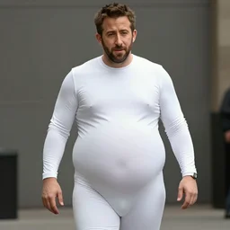 ryan reynolds wearing a fat suit, big belly, bloated, tight clothes, 4 k hd