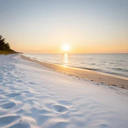 sunrise on a white sand baltic beach concept art