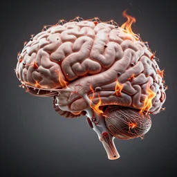 fractal visualization of the neuronal structure and synapses of the brain, flames