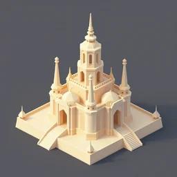 a low poly isometric render of palace in the style of monument valley, intricate, elegant, smooth shading, soft lighting, illustration, simple, solid shapes, by magali villeneuve, escher, jeremy lipkin and michael garmash, rob rey and kentaro miura style, octane render