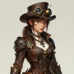 a portrait of a steampunk detective girl by krenz cushart