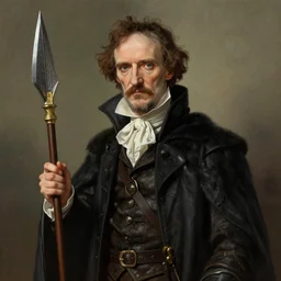 edgar allan poe portrait as a dnd raven beastmaster character fantasy art.