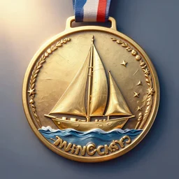 magic list, medal, badge, medal, metal, sail, set sail, take off, digital art, impasto, rendering, technology, sunlight