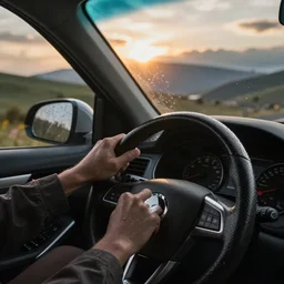 i've been driving all night my hands are wet on the wheel