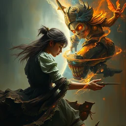 a girl uses magnetic vibration to transition between two worlds, beautiful concept painting by caravaggio, ruan jia, jakub rebelka