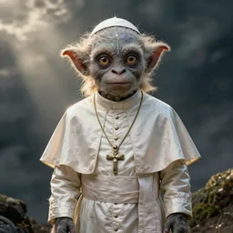 pope francis as gollum, still image from lord of the rings