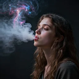 a stoner girl blowing smoke that turns into a galactic nebula, dramatic lighting, cinematic, establishing shot, extremely high detail, foto realistic, cinematic lighting, post processed, concept art, high details, cinematic, 8k resolution, beautiful detailed, photorealistic, digital painting, artstation, concept art, smooth, sharp focus, artstation trending, octane render, unreal engine